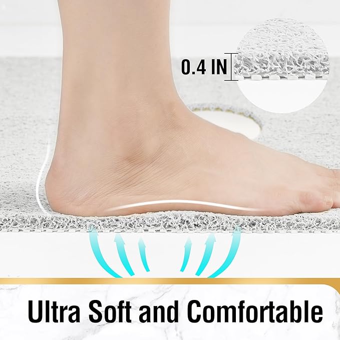 HITSLAM Square Shower Mat, 36 x 36 Inch Non Slip Bath Mat for Tub, Soft PVC Loofah Bathtub Mats with Drain Holes, Quick Drying Bathroom Stall Floor Mat, Bathroom Accessories Without Suction Cup, White