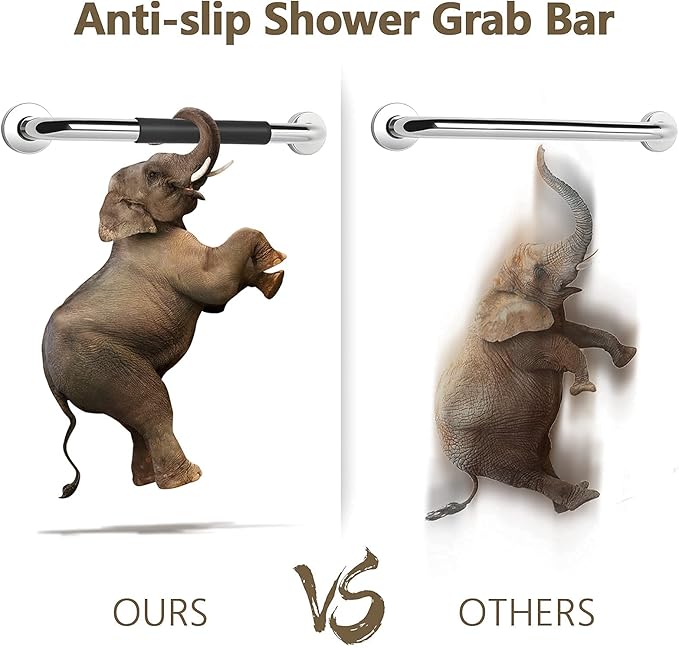 2 Pack Grab Bars for Showers 16 Inch Anti Slip, Shower Grab Bars for Seniors, Handicap Grab Bars for Wall Bathroom, Safety Bath & Shower Handles for Elderly, Tesuchan