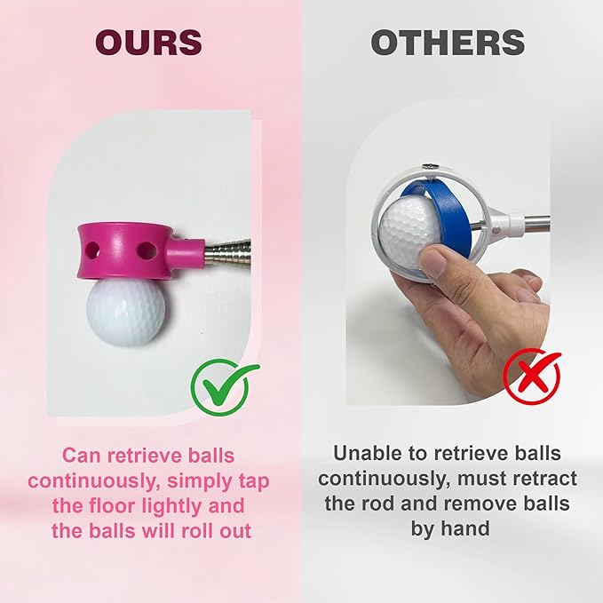 Golf Ball Retriever Telescopic for Water, GolfBall Grabber Tool, Golf Accessories Gifts for Men, Women & Golfers, Golf Balls Picker with Stainless Steel Shaft&Non-Slip Rubber Grip