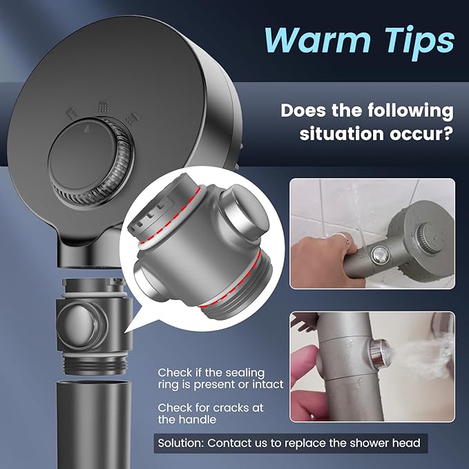 PWERAN Filtered Shower Head with Handheld, High Pressure 4 Spray Mode Showerhead with Filters, Water Softener Filter Beads for Hard Water with ON/OFF Switch for Pets - Remove Chlorine (Gray)