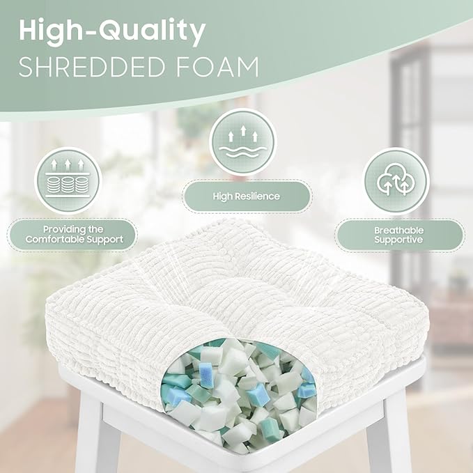 idee-home Recliner Cushions for Elderly, 20x20x5 Inch Corduroy Recliner Seat Cushion Tufted, Large Square Seat Cushion for Recliner Chair, Floor Pillow, Boosting Support Reduce Hip Pain, Beige
