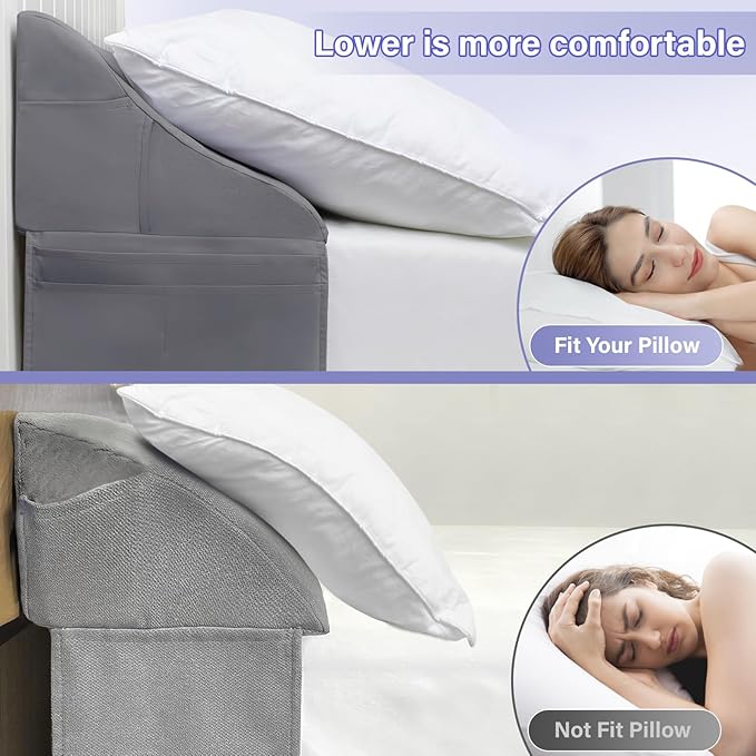 Vekkia Full Size Bed Wedge Pillow for Headboard/Bed Wedge Gap Filler/Mattress Gap Filler/Wedge Pillow to Close The Gap (0-6") Between Your Headboard and Mattress, (Grey 54"x10"x7")