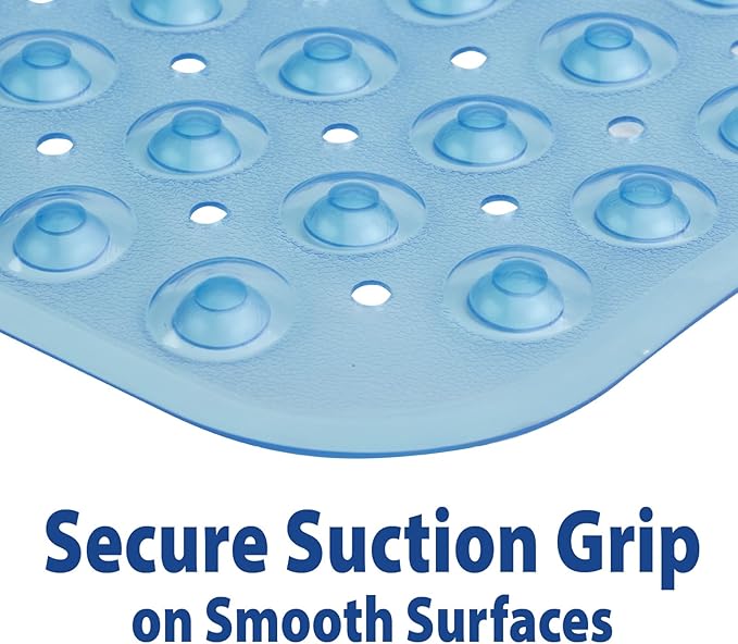 Theracare Blue Vinyl Non-Slip Bath Mat 15 X 27 Inch 19-110