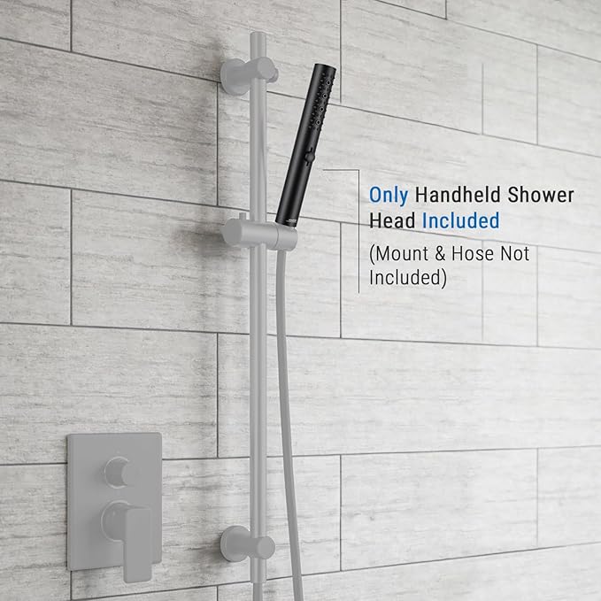 G-Promise All Metal Round 3 Function Handheld Shower Head, Easy and Quick Switch to Massage Mode, Bathroom Shower Wand Design Exquisite Luxury, 2.5 GPM, Matte Black