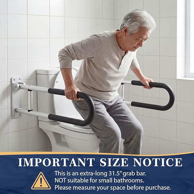 Zonon 2 Pack Flip Up Toilet Safety Rails, Anti Slip Extra Long Handicap Grab Bar with Paper Holder, Heavy Duty Bathroom Support Rail for Elderly Disabled Pregnant(Aluminium Alloy,23.6 Inch,Stylish)