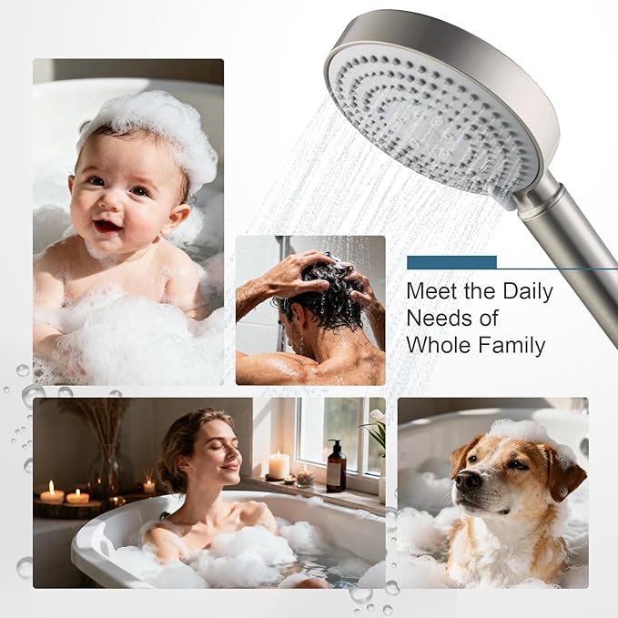 OFFO Filtered Shower Head with Handheld, 20 Stage Shower Head with Filters for Hard Water with 60" Stainless Steel Hose & Holder, 6 Modes High Pressure Shower Head to Remove Chlorine, Brushed Nickel