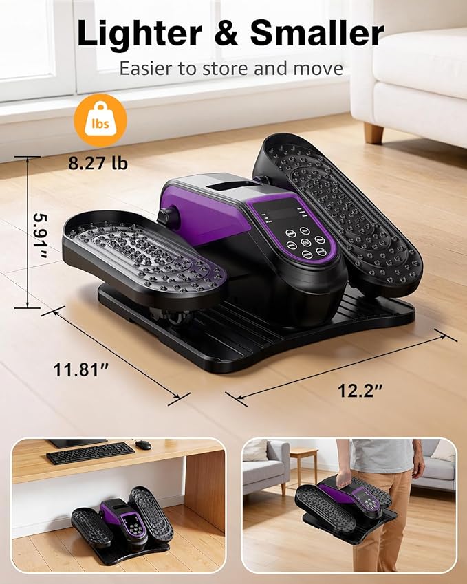 VIVURN® 023 Under Desk Elliptical Mini Electric Leg Exerciser for Senior, 12 Speeds RF Remote Display Monitor Non-Slip Mat, Quiet & Compact Seated Pedal Exerciser for Home Office Gift for Mom Dad