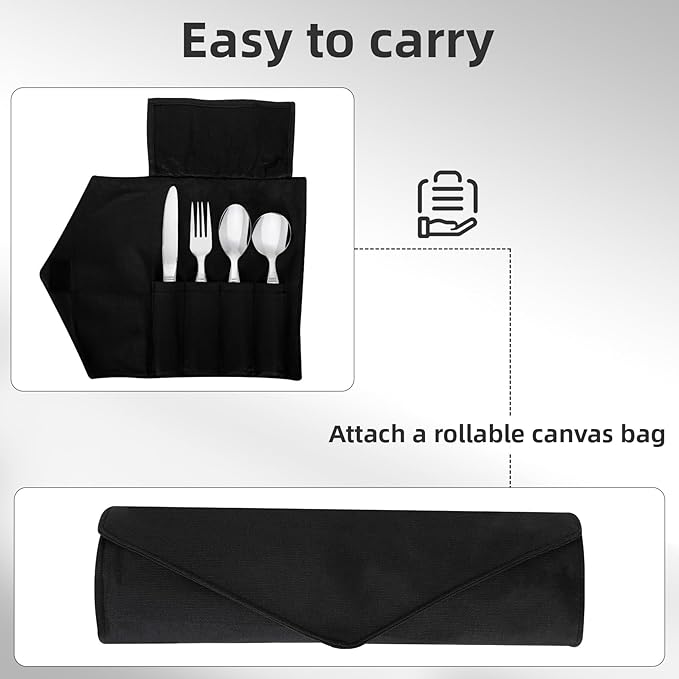 Weighted Utensils for Hand Tremors and Parkinson's Patients - 4 Piece Set of Heavy Stainless Steel Silverware for Elderly, Arthritis, Weak Hand Grip - Includes Knife,Fork,Spoons with Travel Bag,7 Oz