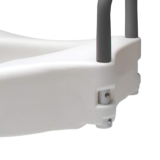 Lumex Raised Toilet Seat with Removable Armrests, 4.5" Riser, Locking Clamp, Fits Most Toilets
