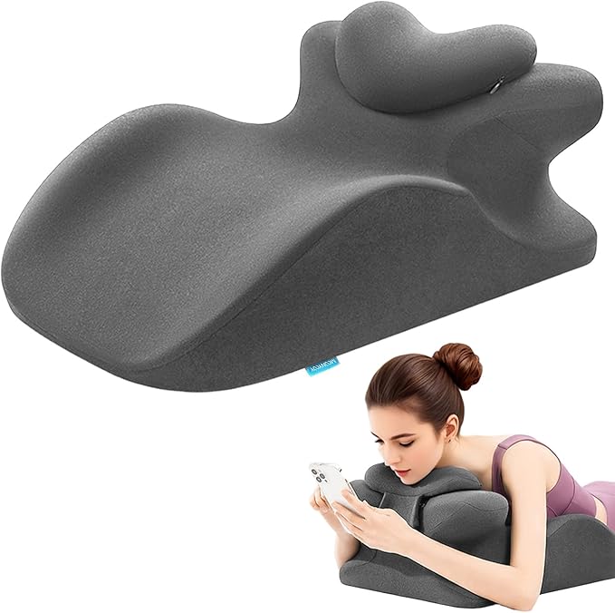 MOONYOOY Memory Foam Ergonomic Rest Pillow for Sleeping, Acid Reflux & GERD Relief - Elevation Bed Support Pillow for Back Pain, Post Surgery Recovery, Reading with Removable Washable Cover Gray