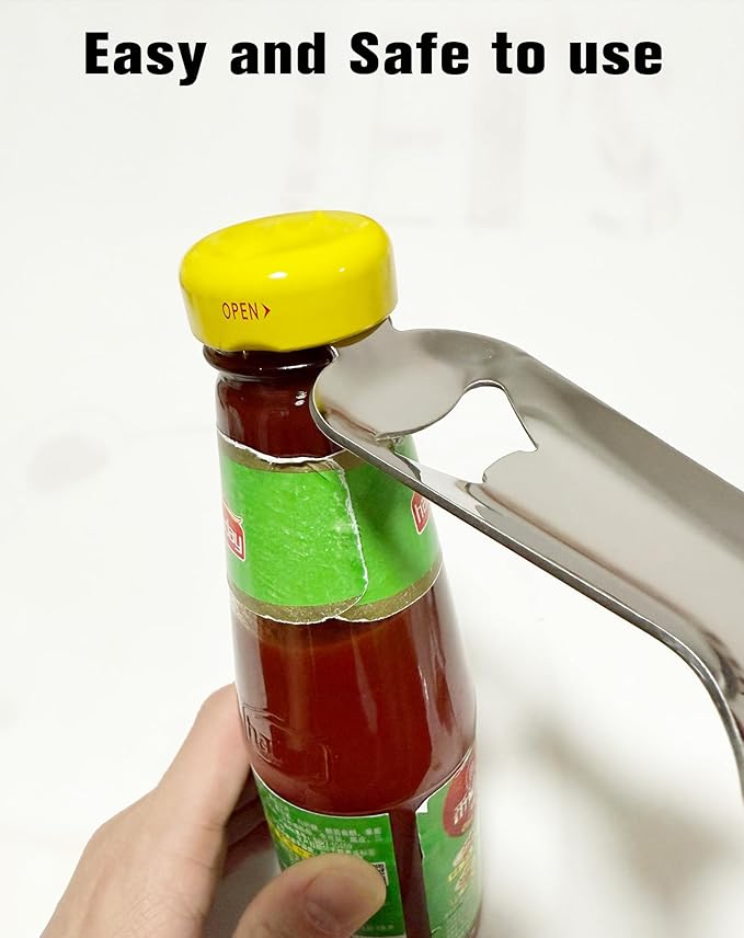 Stainless Steel Mason Jar Opener - No Lid Dents or Damage, Easy Twist Handheld Tool for Canning, Bottles & Various Jar Lids (1)