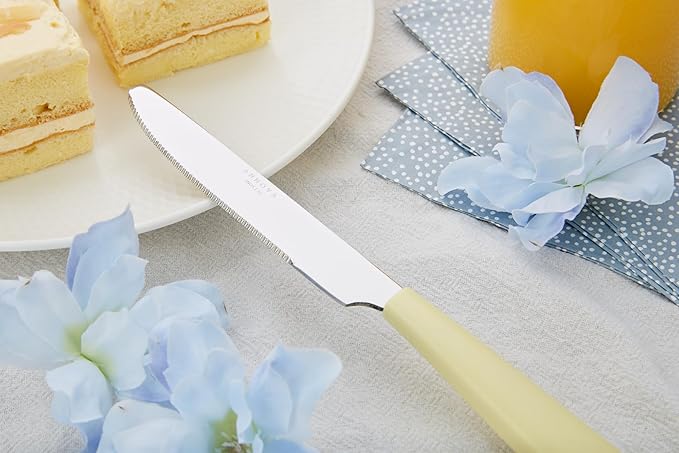 ANNOVA Silverware Set Stainless Steel Colorful Handle Tableware Kitchen Flatware Set Utensils, Includes Dinner Knives, Forks, Spoons, Salad Forks & Dessert Spoons (Yellow, 20 Pieces)