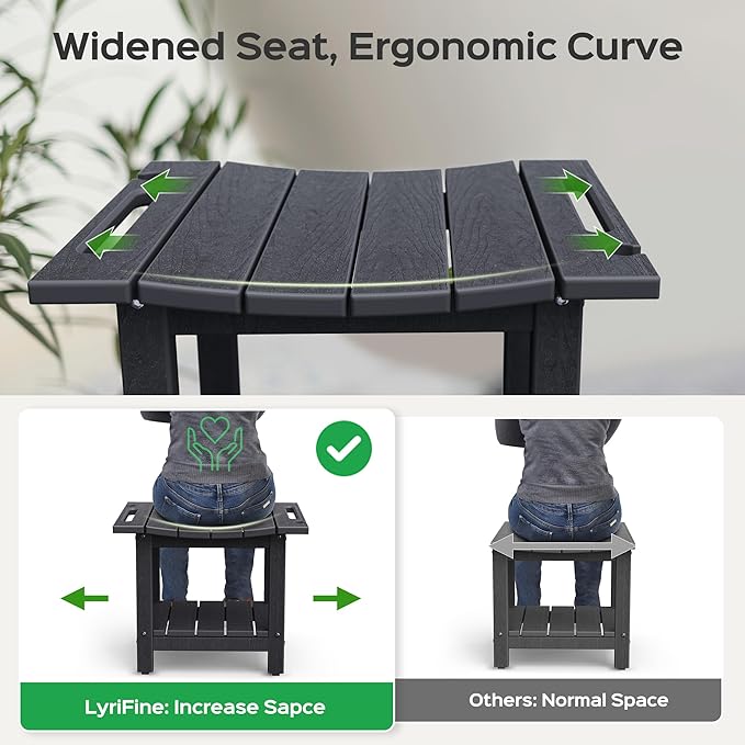 LyriFine Shower Bench - HDPE Waterproof Shower Bench for Inside Shower, 18.7" Shower Stool with Shower Head Holder, 350lbs Shower Seat with Storage Shelf, Shower Chair for Bathroom Indoor Outdoor Use