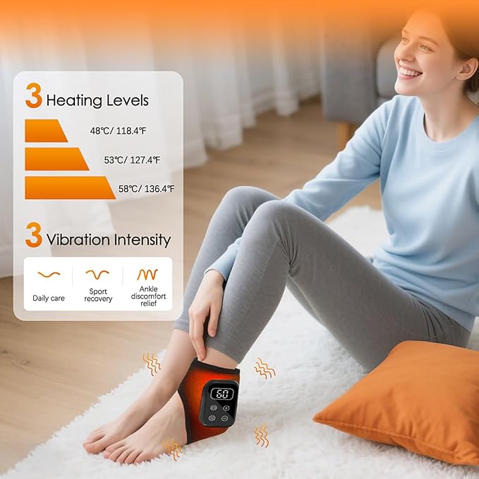 Triple Method Foot Massager with Heat & Enhanced Vibration, for Neuropathy Comfort and Circulation, Portable Home Massage for Pain Relief, Auto Shut-Off, Home Travel Use (Gray)