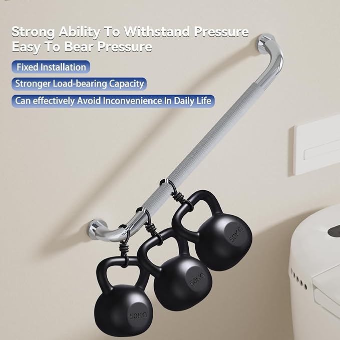 36 Inch Shower Grab Bar, Bathroom Grab Bar Handle with Anti-Slip Knurled Grip, Stainless Steel Bath Balance Bar, 1.25" Diameter Bath Safety Bar Support for Seniors Elderly Pregnant, Polishes Chrome
