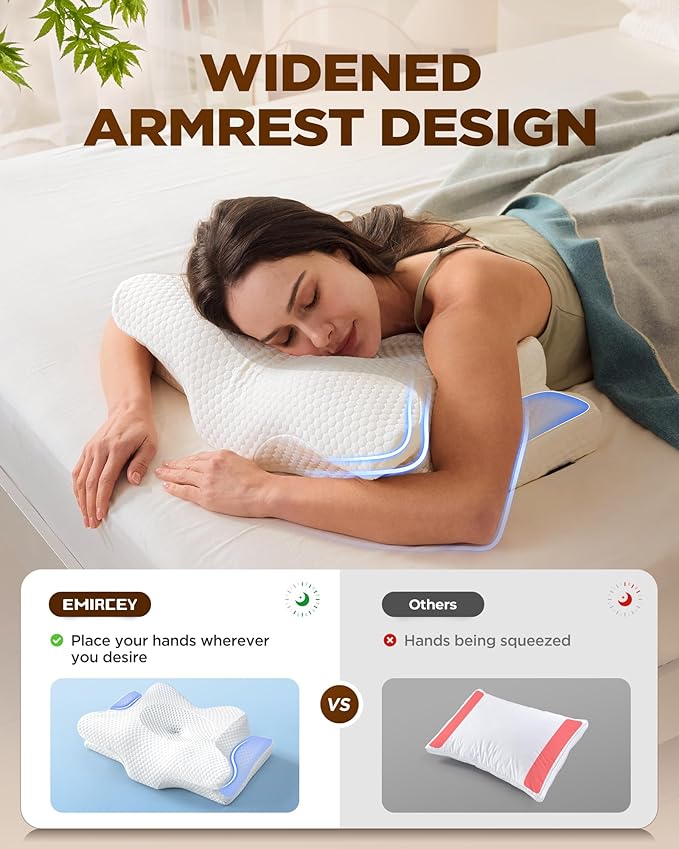 Sleep Doctor Approved Cervical Neck Pillow Sleeping, Ergonomic Contour Side Sleeper Pillows Adults, Cooling Orthopedic Pillow Pain Relief Support, Memory Foam Back Stomach Sleepers Blue, King