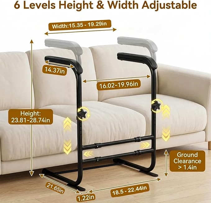 Couch Stand Assist with Soft Wide Handrails, Width & Height Adjustable Sofa Chair Lift Assist for Elderly Seniors Disabled Patients, Sturdy Sit to Stand Support Aid,400 LBS Weight Capacity