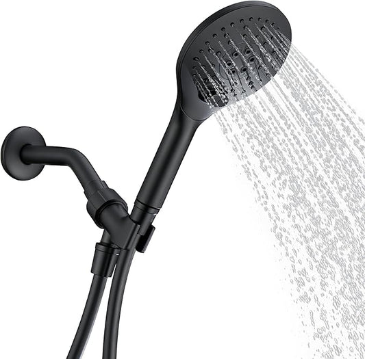 KPW Handheld Shower Head with 59" PVC Hose Matte Black Detachable Shower Head Adjustable Bracket High Pressure Handheld Shower Head RV Shower Head