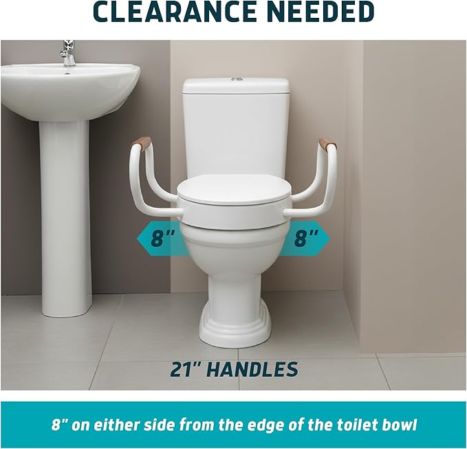 Lunderg 21" Handrails Replacement for Round Raised Toilet Seat - Raised Toilet Seat Not Included