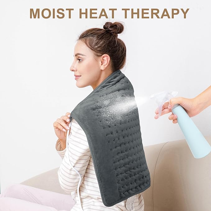 Deepsoon Heating Pad,Electric Heating Pads for Back,Neck,Moist Heating Pad for Abdomen Shoulder Knee Legs,Dry/Moist Heat&Auto Shut Off,Mother's Day Birthday for Men and Women,Dark Gray,24x20 Inch