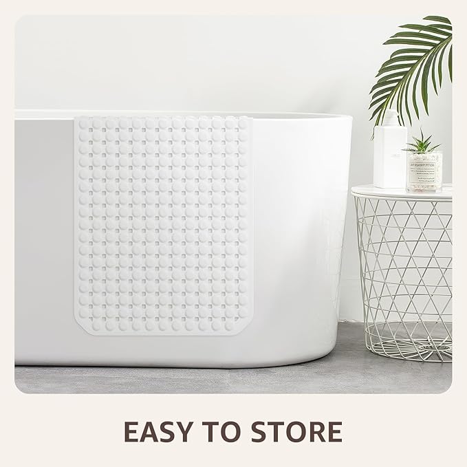 OTHWAY Bath Tub Shower Mat Non Slip, Bathtub Floor Liner Mats for Inside Shower Bathroom, Suction Cups and Drain Holes for Feet Scrubbing, Machine Washable, Soft on Feet, 35x16 Inch, Transparent