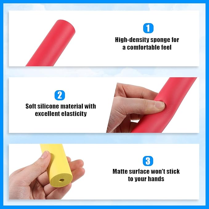 Foam Grip Tubing 6 Pcs Adaptive Utensils for Elderly, Built up Grip Aid for Utensils, Adaptive Utensil Cutlery Padding Handle Tools and Pens for Disabled, Adults, Elderly, Arthritic and Handicapped