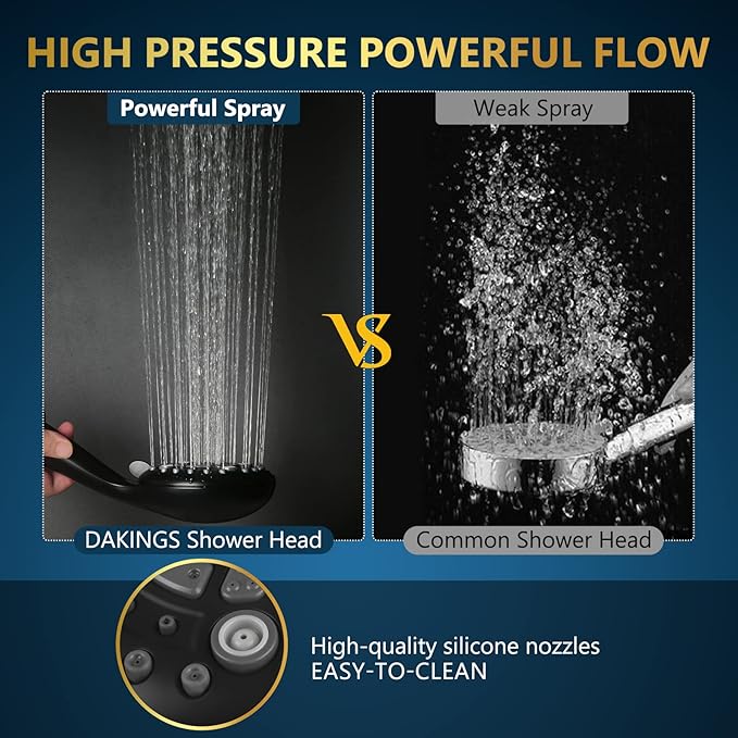 6 Spray Modes High Pressure Handheld Shower Base Upgraded 5 Inches Shower Head with Handheld Spray Matte Black Handheld Shower Head 60 Inches Stainless Steel Hose-Shower Door Bootom Seal Strip