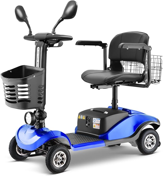 4 Wheel Electric Power Mobility Scooter for Adults, Electric Scooter for Seniors Folding Mobility Scooter -Max Speed 5 Mph,15 Miles Long Travel Range