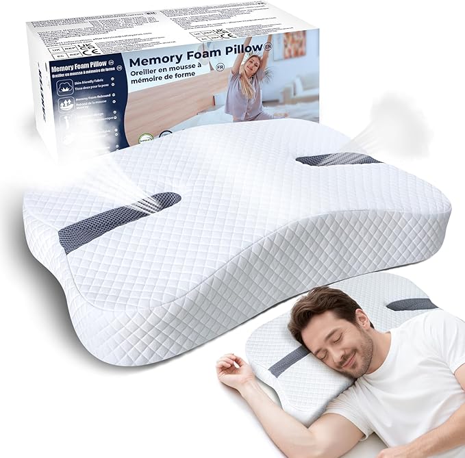 SAHEYER Anti-Snoring Pillow for Side Sleepers, Stop Snore Aid Memory Foam Orthopedic Pillow for Sleeper, Snoring Solution and Remedy, Anti-Snore Devices, White