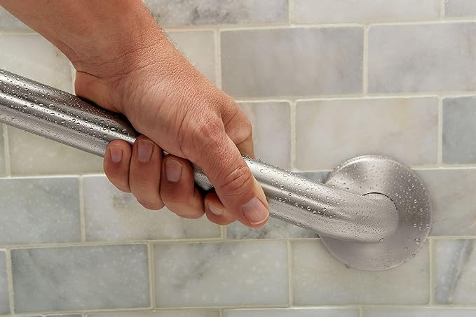 Moen Home Care Bathroom Safety 36 Inch Stainless Steel Handicap Grab Bar for Bathtub and Shower, Elderly Assistance Product with Concealed Screws, 8736 (Pack of 2)