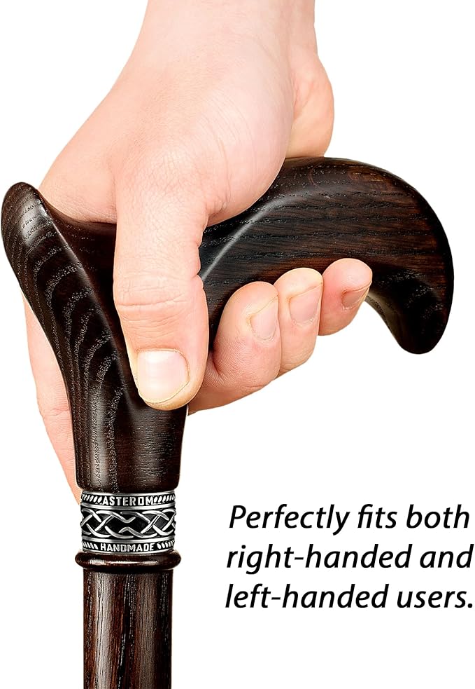 Asterom Handcrafted Walking Cane - Ergonomic, Wooden - Canes for Men - Walking Sticks for Seniors, Unique, Wood