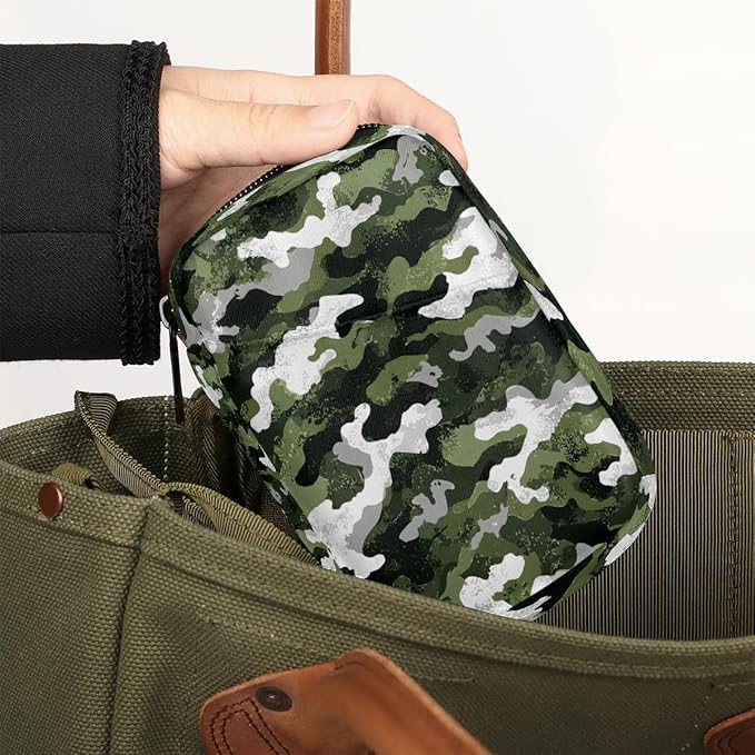 Weekly Travel Pill Organizer Case for Purse with Removable 7 Day Box Portable Compact Size Pill Box Fashionable Pill Container for Medicine Vitamin Supplement Army Camouflage Green