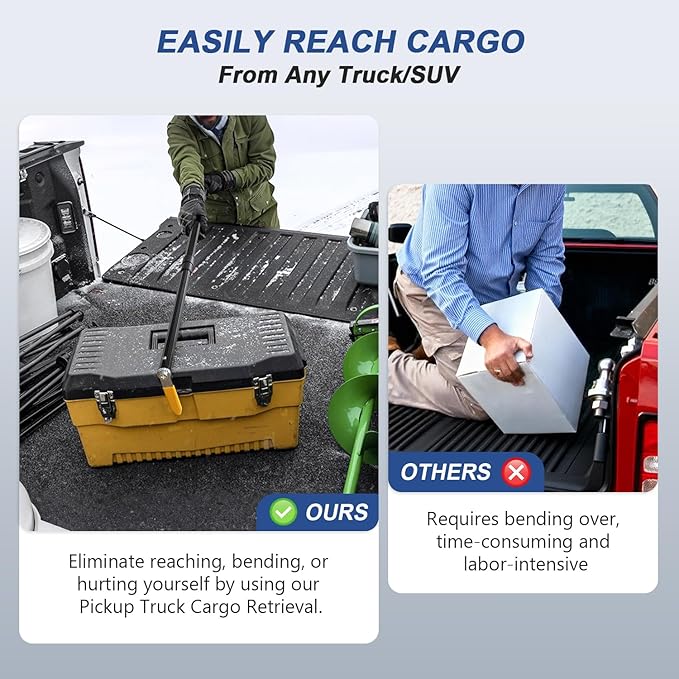 HUAALIUCHE 5FT Pickup Truck Cargo Retrieval,Multi-Use Cargo Retriever,Telescopic Cargo Retriever Hook,Long Reaching Tool