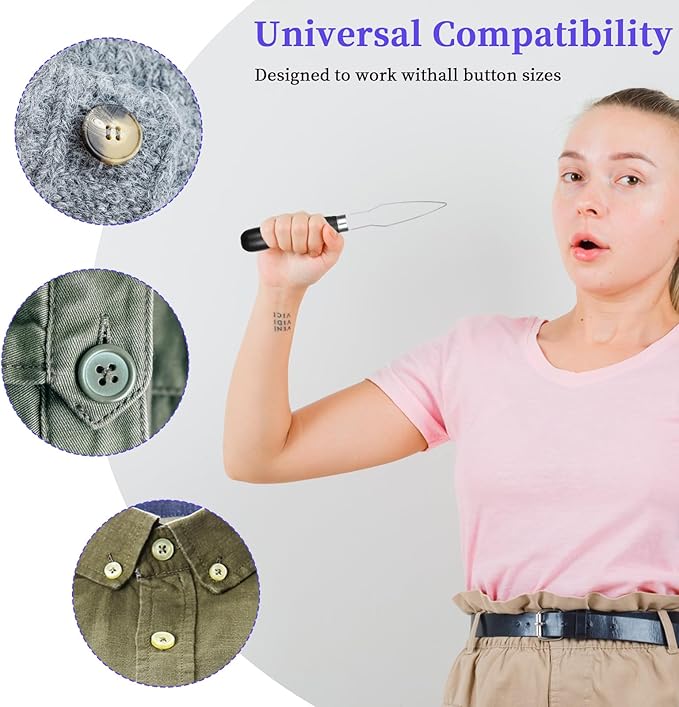 3pcs Button Hook Assist Device with Easy-Grip Handle for Shirts Coats Dresses Button Helper Tool for Elderly Wedding Dress Buttons Hook Tool Buttons Aids for Seniors Arthritis Limited Dexterity