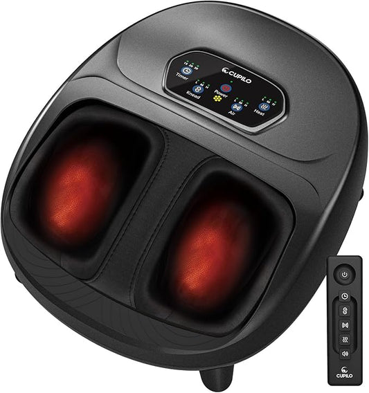 CuPiLo Foot Massager with Heat, FSA Eligible HSA Store Upgraded Full Foot Shiatsu Massage for Neuropathy, Remote Control Multi-Level Settings, Feet Massager for Plantar Fasciitis, Mothers Day Gifts