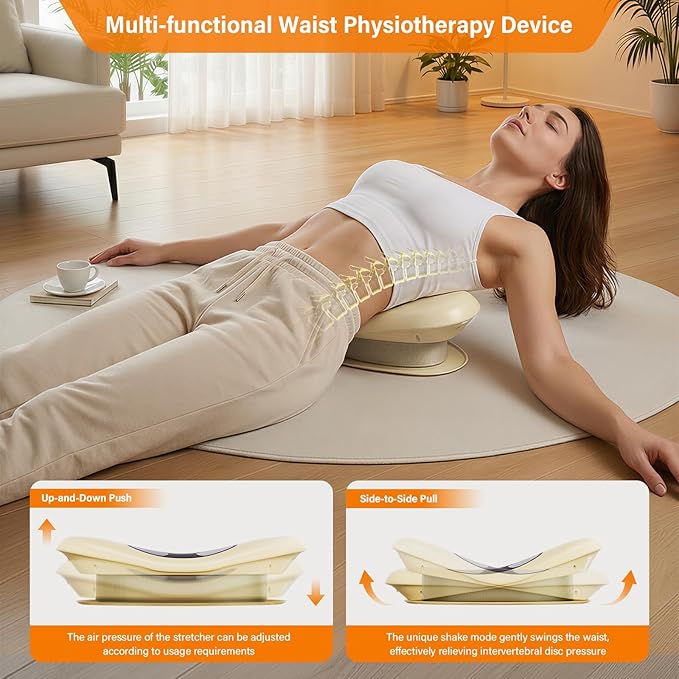 Electric Lower Back Massager with Spinal Decompression - Lumbar Traction Device with Heat & Vibration, Dynamic Airbag Adjustment for Sciatica Pain Relief, Home Use & Muscle Stiffness Gift for Parents