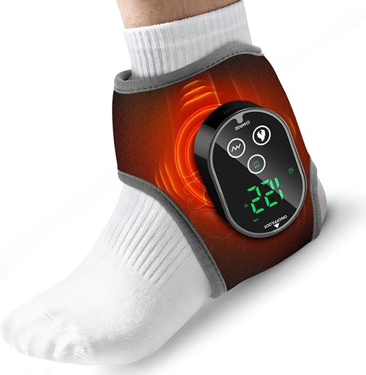 Ankle Heating Pad with Massager, Foot Massager with Heat, Ankle Heating Pad Heated Wrap Brace for Pain Foot Renew, Foot Warmer Gift
