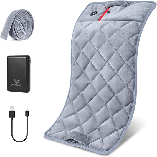 Vofuoti Portable Heating Pad, Cordless Weighted Heating Pads with 10000mAh Battery and 3 Heat Settings, Electric Heated Pad for for Back, Abdomen, Neck & Shoulder, 12" x 24"