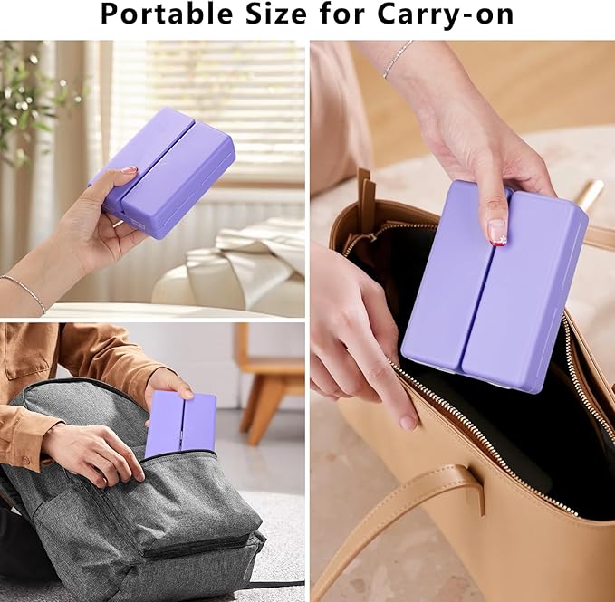 FYY Daily Pill Organizer,7 Compartments Portable Pill Case Travel Pill Organizer,[Folding Design] Large Pill Box for Purse Pocket to Hold Vitamins,Cod Liver Oil,Supplements and Medication-Purple