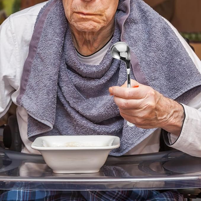 Zerodeko Adaptive Utensil for Elderly Ergonomic Right Handed Spoon for Mobility Deep Head Design for Handling for Disabled Patients and Seniors Promotes Independence