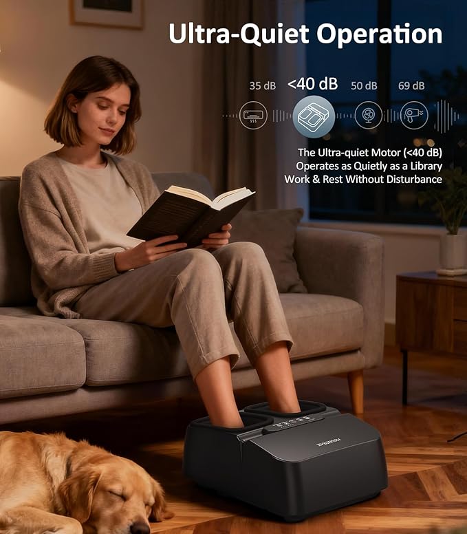 MOUNTRAX Foot Massager Machine with Heat, Foot Massager for Plantar Fasciitis, Neuropathy Pain, Shiatsu Foot Massager with Remote, Fits Feet Up to Men Size 12 (Black)