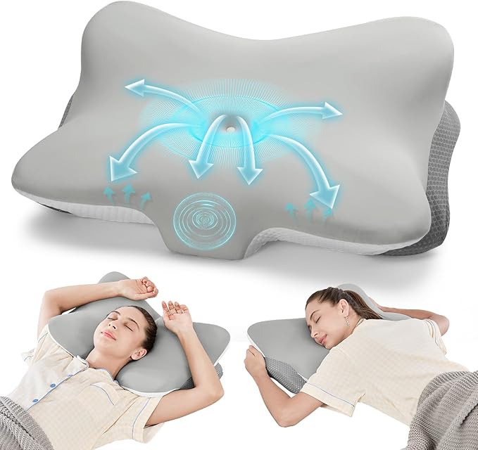 JOYENERGY Cervical Pillow for Neck and Shoulder Pain Relief, Ergonomic Memory Foam Contour Pillow with Adjustable Dual Heights, Breathable Pillowcase, Orthopedic Support for Side Back Stomach Sleepers