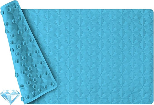 WRISIN Non Slip Bathtub Mat for Bath Tub Shower - Natural Rubber Mat with 241 Suction Cups - Soft Bathroom Safety Mat - Unique Diamond Pattern - Fatigue Relief - Machine Washable - 16 × 28 Inch