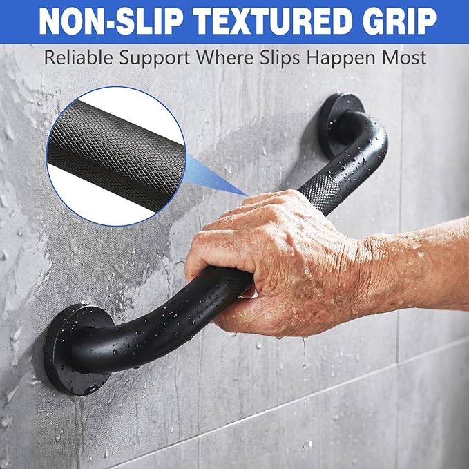 Safety Grab Bars for Bathroom and Shower, 16 Inch Non-Slip Stainless Steel Handrail for Toilet, Bathtub, Stairs & RV, Indoor Outdoor Support Bar, 500 lbs Capacity (2 Pack)