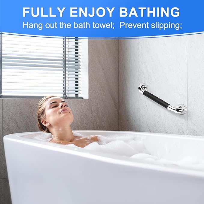 2 Pack 24 Inch Grab Bars for Bathtubs and Showers, Anti Slip Handicap Grab Bars for Shower, Safety Bath & Toilet Rail for Elderly Senior, Shower Handle Disability Assist Bathroom Handrail