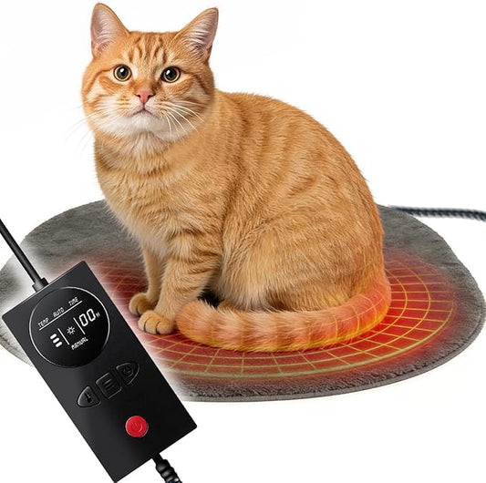 Pressure Activated Pet Heating Pad 18 x 15,Gravity Sensing,Automatic or Manual Mode,Heated Dog Bed with Timer,Adjustable Temperature