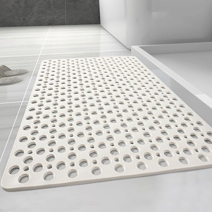 Casa and Beyond Shower Mat, Secure Shower Mats Easy to Clean, Showers Mat with Suction Cup, Washable Non-Slip Bathtub Mats for Inside Showers (White,29.5 * 17 in)