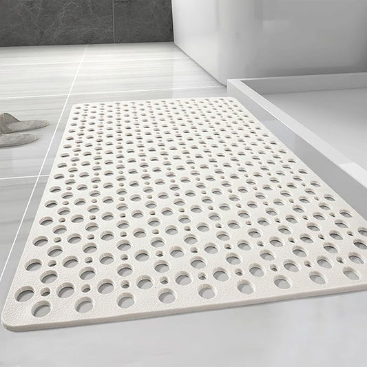Casa and Beyond Shower Mat, Secure Shower Mats Easy to Clean, Showers Mat with Suction Cup, Washable Non-Slip Bathtub Mats for Inside Showers (White,29.5 * 17 in)