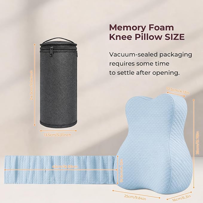 Knee Pillow for Side Sleepers, Alignment Pillow for Side Sleepers, Relief Hip & Sciatica Pain, Nourial Pillow Between Legs for Pregnant Women and Seniors (Blue)