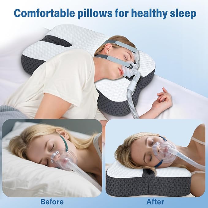 SAHEYER Anti-Snoring Pillow for Side Sleepers, Stop Snore Aid Memory Foam Orthopedic Pillow for Sleeper, Snoring Solution and Remedy, Anti-Snore Devices, White